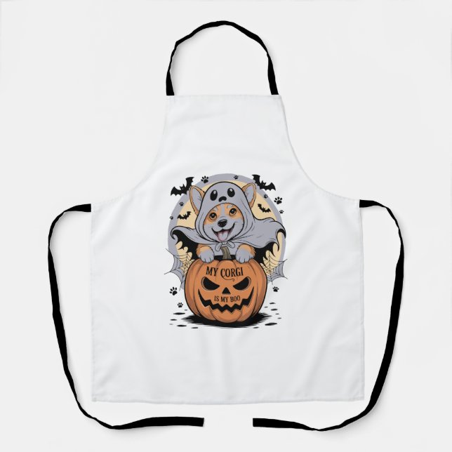 Delantal Mi Corgi es mi Boo Halloween (Anverso)