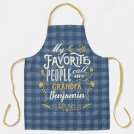 Delantal Mi gente favorita me llama abuelo Blue Gingham