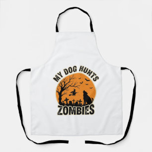 Delantal Mi perro caza zombies Diseño de perro vintage de H