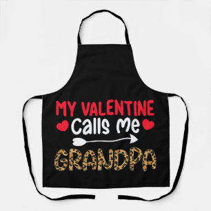 Delantal Mi San Valentín me llama abuelo leopardo búfalo