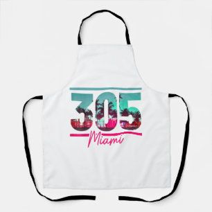 Delantal Miami 305 Area Code Florida Vintage Palm Trees Pri