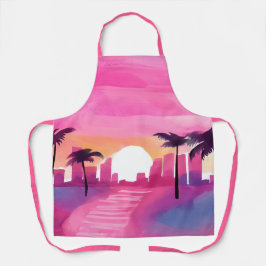Delantal Miami en Rosa | Pintura en Acuarela Brillante