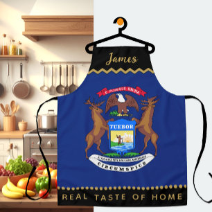 Delantal Michigan Flag Chefs Apron, Michigan Apron