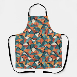 Delantal Mid-Century Geometric Teal & Orange Pattern
