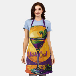 Delantal Mid Century Mardi Gras Sunset Fleur De Lis Martini