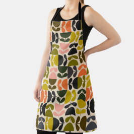 Delantal Mid‑century modern- Retro Scandinavian Flowers