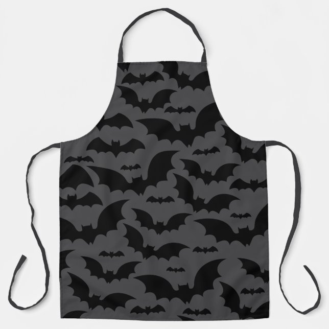 Delantal Midnight Bat Swarm Apron – Dark Grey & Black (Anverso)