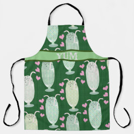 Delantal Milkshake Fun Mint Personalizado Retro Pattern Cum