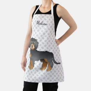 Delantal Mini Goldendoodle de dibujos animados negro y bron