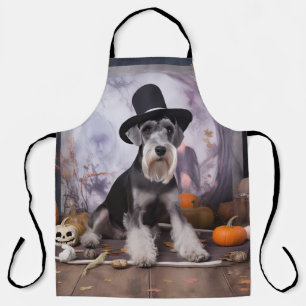 Delantal Miniatura Schnauzer Calabazas Halloween Aterradora