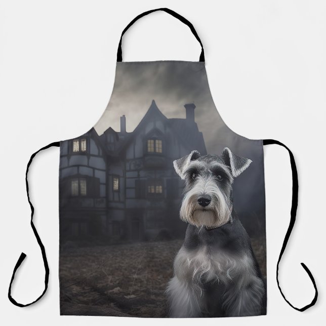 Delantal Miniature Schnauzer Halloween Aterrador (Anverso)