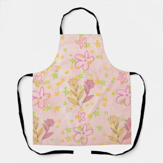 Delantal Minimal Floral Doodle Pattern –Pastel Pink pattern