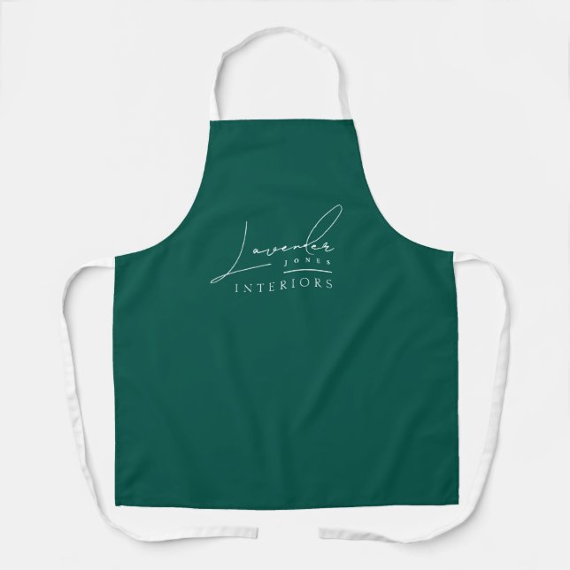 Delantal Minimalist Jade Green Modern Script Business Logo (Anverso)