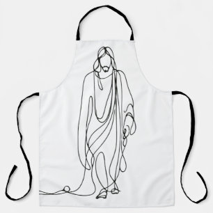 Delantal Minimalist Jesus Drawing   One Line Art
