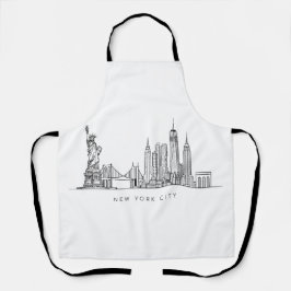 Delantal Minimalist New York City Skyline Line Art