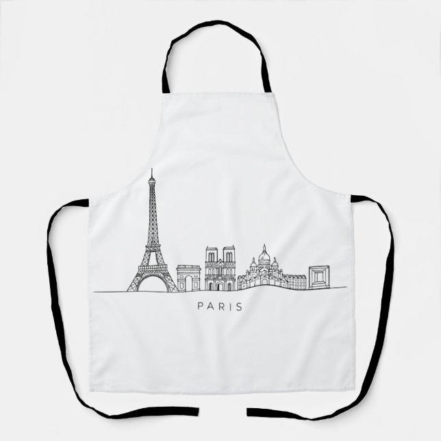 Delantal Minimalist Paris Skyline Line Art (Anverso)