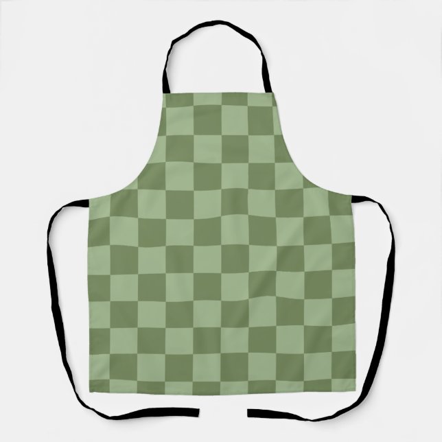 Delantal Minimalist Sage Green Checkerboard Pattern (Anverso)