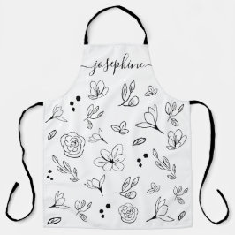 Delantal Minimalista elegante floral personalizado