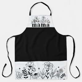 Delantal Minimalistic Black & White Wildflower Mama
