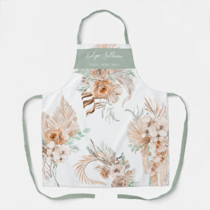 Delantal Mint Peach Beige Tropical Bouquets Apron