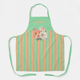 Delantal Mint Top con Naranja Stripes Floral