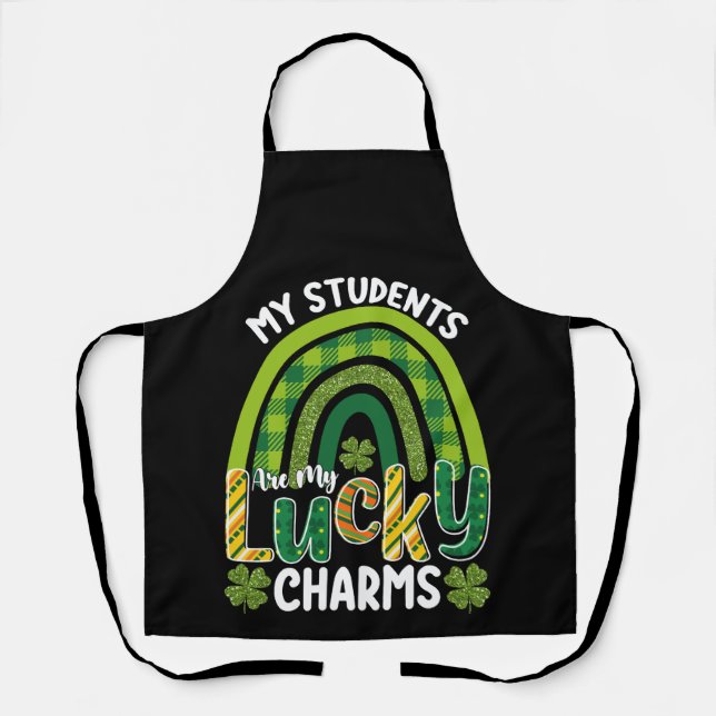 Delantal Mis estudiantes son mis amuletos de la suerte Día  (Anverso)