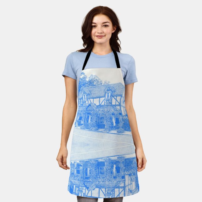 Delantal 'Miss Marple's Tea Room' - Apron (Azul) (Gastado)