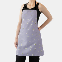 Delantal Misty Lavender White Cosmos Floral Pattern
