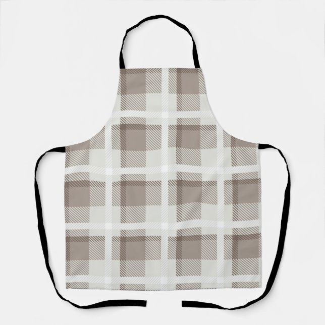 Delantal Mocha Brown Gingham buffalo plaid check  (Anverso)