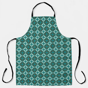 Delantal Mod Verde azulado, Marrón, Tile Blanco Patrón Seam