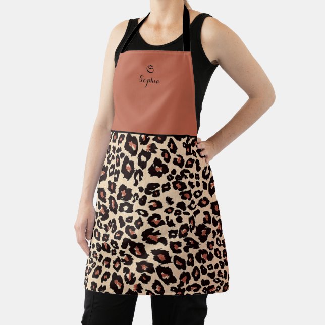 Delantal Moda Apron de Leopard de lujo con nombres personal (in situ)