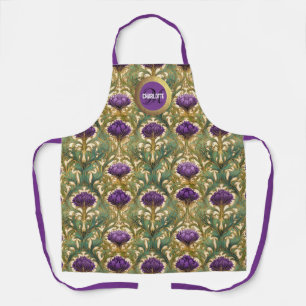 Delantal Moda art nouveau color púrpura cardo nombre monogr
