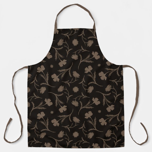 Delantal Moda audaz del patrón floral de la libertad negra  (Anverso)