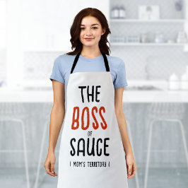 Delantal Moda Boss Mamá Rojo Negro Blanco Moderno de la Fam