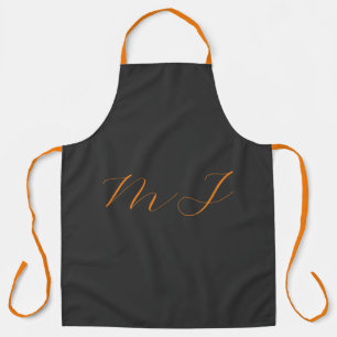 Delantal Moda caligrafía naranja gris monograma nombre inic