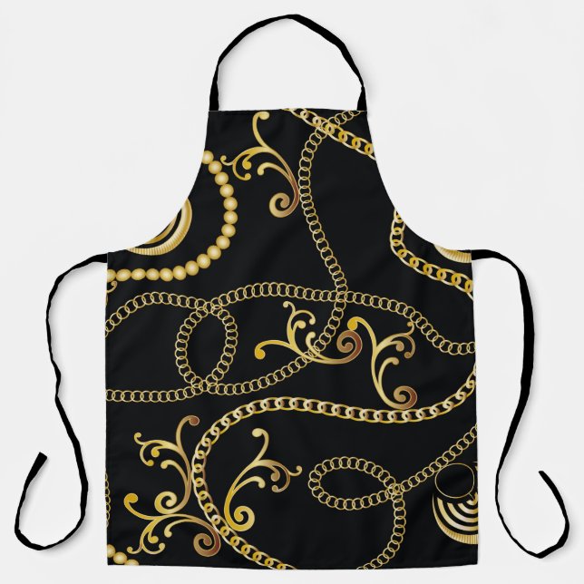Delantal Moda de patrón de cadena dorada sin inconvenientes (Anverso)