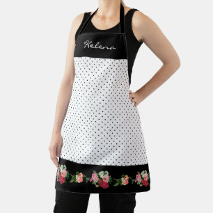 Delantal Moda de puntos de polka personalizados con fronter