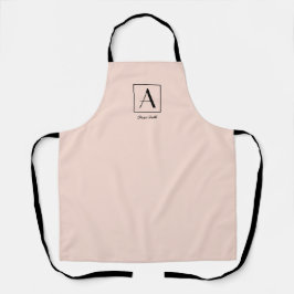 Delantal Moda de script inicial de monograma rosa Rubor fem