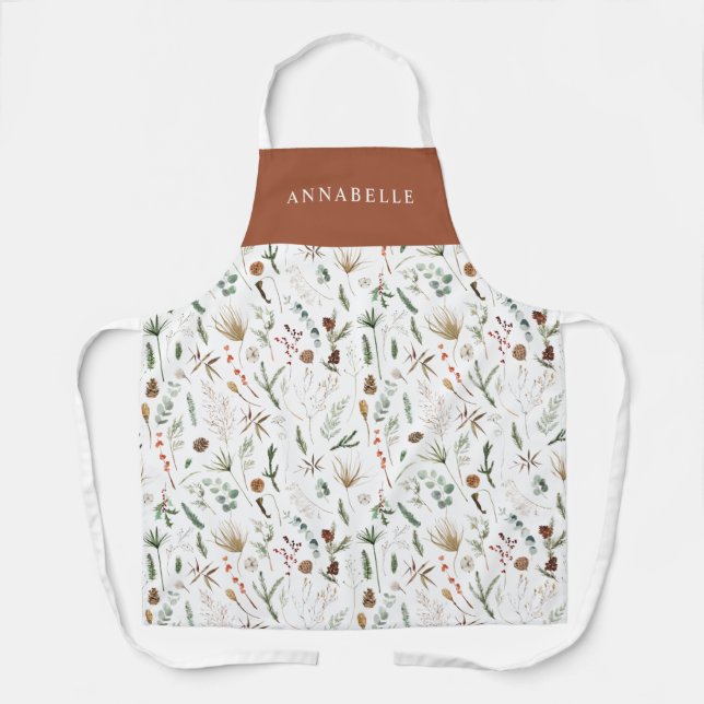 Delantal Moda de terracota húmeda floral y botánica (Anverso)