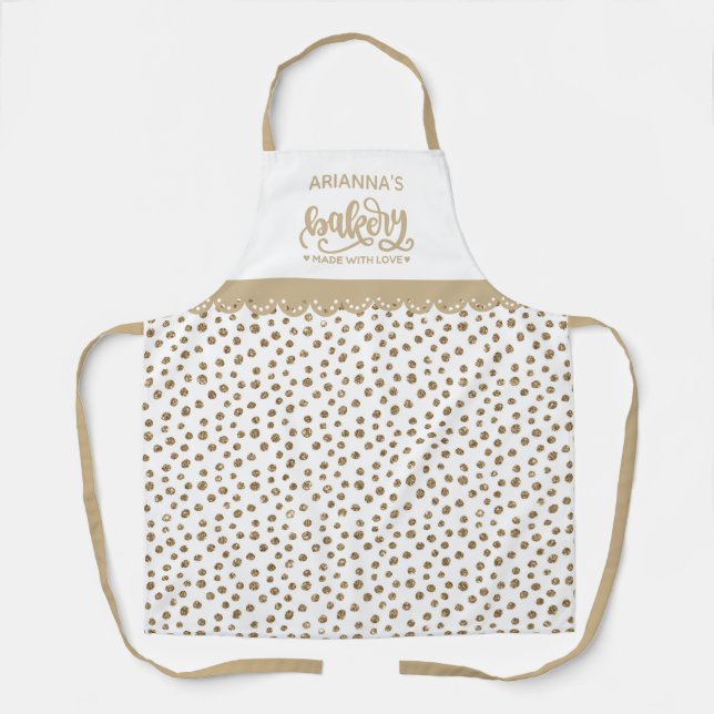 Delantal Moda Dots Gold Kitchen Baking Apron (Anverso)