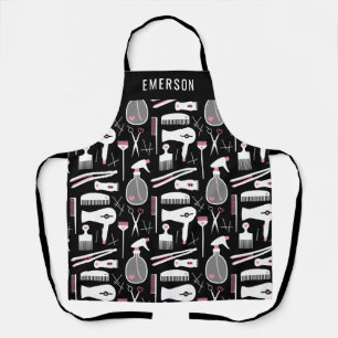 Delantal Moda Herramientas de estilo de pelo blanco rosado 