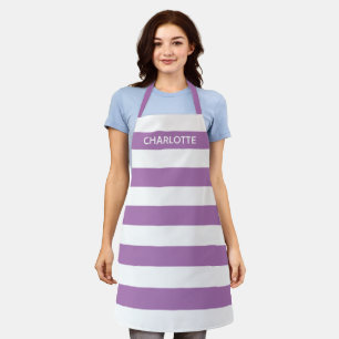Delantal Moda lavanda franjas blancas nombre de monograma p