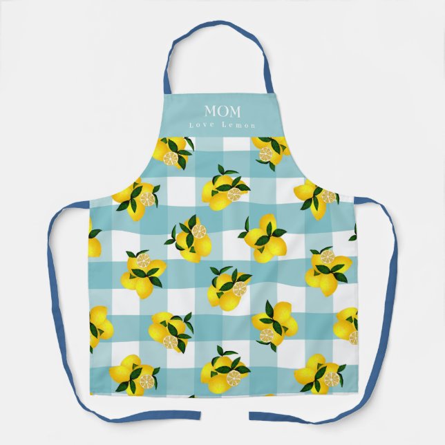Delantal Moda Lemon Blue Gingham (Anverso)