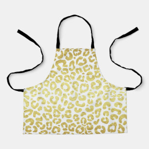 Delantal Moda Leopardo Blanco Oro Moderno Jaguar Cheetah
