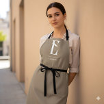 Delantal Moda minimalista Monograma Boho Beige<br><div class="desc">Moda monograma vintage.</div>