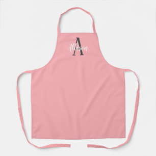 Delantal Moda moderna Rubor Coral Monograma rosa personaliz