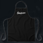 Delantal Moda Nombre moderno Personalizado de script Apron<br><div class="desc">Presentamos el Personalizado Apron, Moda de escritura de nombre moderno, un accesorio elegante y personalizado para los amantes de la cocina, amigos culinarios, jardineros y artistas. Este delantal ofrece un diseño elegante y minimalista, con un esquema de color blanco y negro y un tipo de letra de guión de moda....</div>