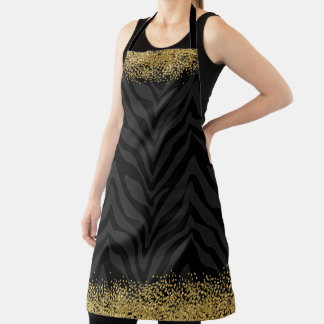 Delantal Moda Patrón de cebra salvaje patrón oro Purpurina-