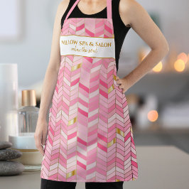 Delantal Moda Patrón Oro Rosa Personalizado Spa, Nombre del
