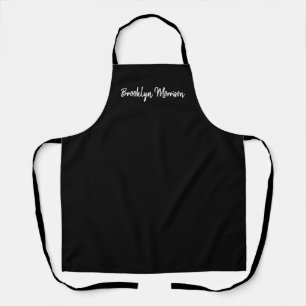 Delantal Moda personalizado blanco y negro texto de nombre